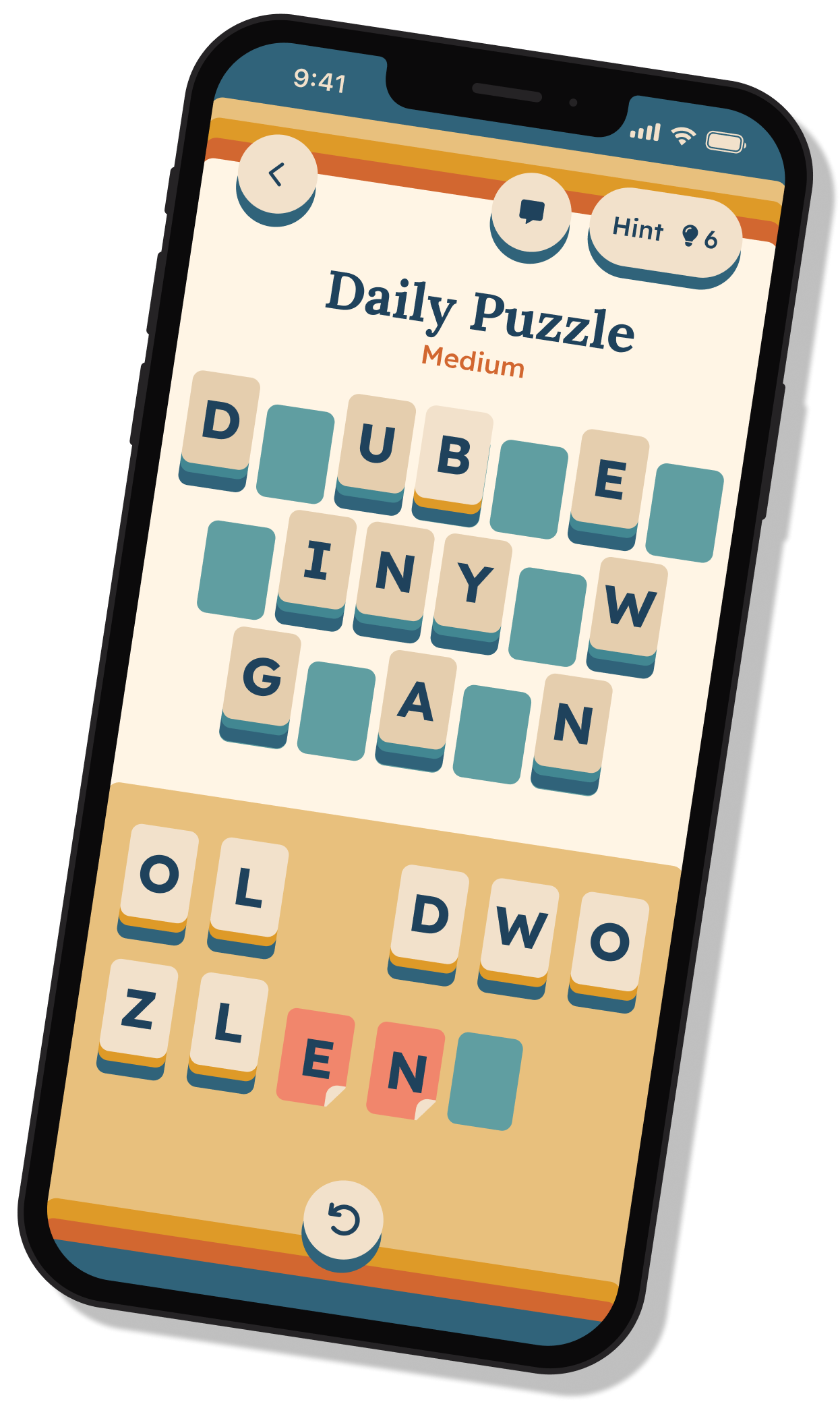 Tidy Words gameplay on iPhone